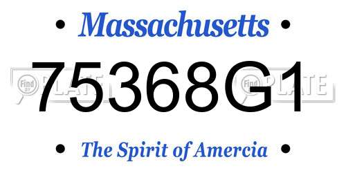 75368G1 Massachusetts License Plate