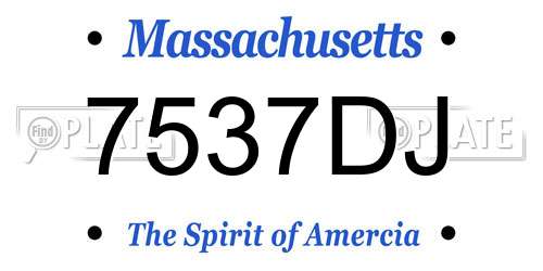 7537DJ Massachusetts License Plate