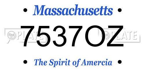 7537OZ Massachusetts License Plate