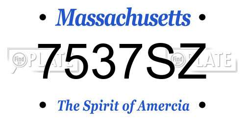 7537SZ Massachusetts License Plate