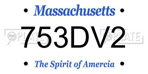 753DV2 Massachusetts License Plate