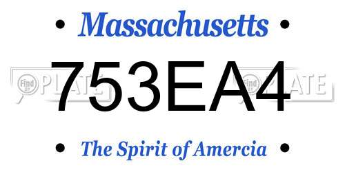 753EA4 Massachusetts License Plate