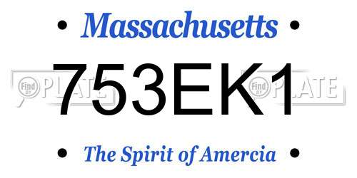 753EK1 Massachusetts License Plate
