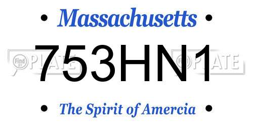 753HN1 Massachusetts License Plate