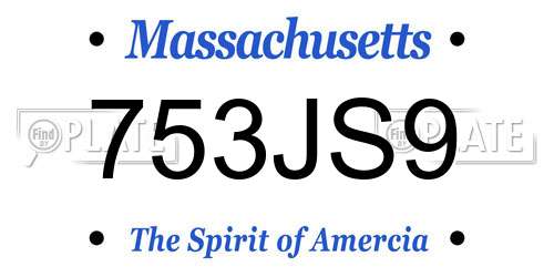 753JS9 Massachusetts License Plate
