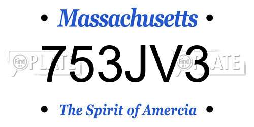 753JV3 Massachusetts License Plate