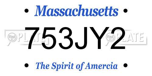 753JY2 Massachusetts License Plate