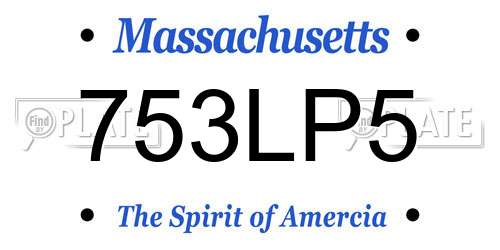 753LP5 Massachusetts License Plate