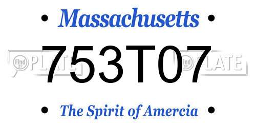 753T07 Massachusetts License Plate
