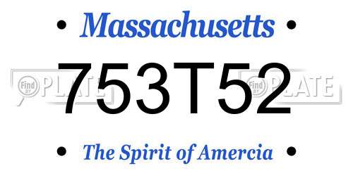 753T52 Massachusetts License Plate