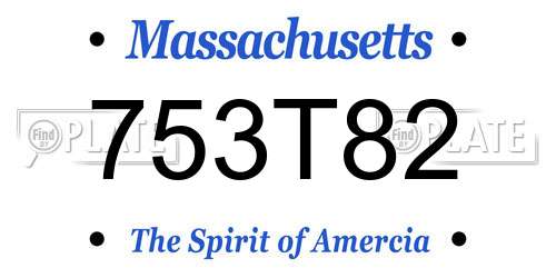 753T82 Massachusetts License Plate