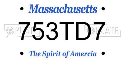 753TD7 Massachusetts License Plate