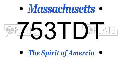 753TDT Massachusetts License Plate