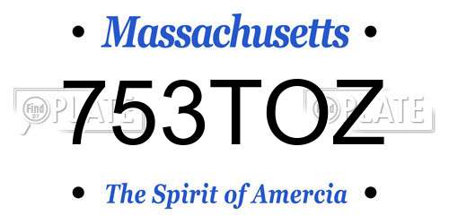 753TOZ Massachusetts License Plate