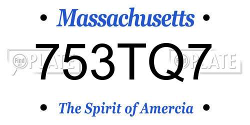 753TQ7 Massachusetts License Plate
