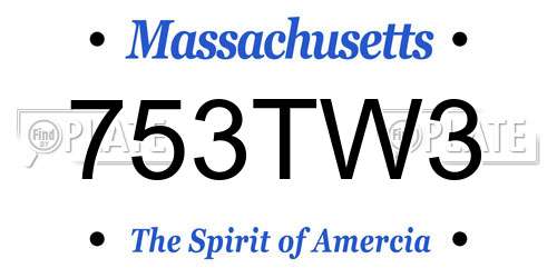 753TW3 Massachusetts License Plate