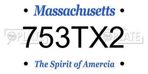 753TX2 Massachusetts License Plate