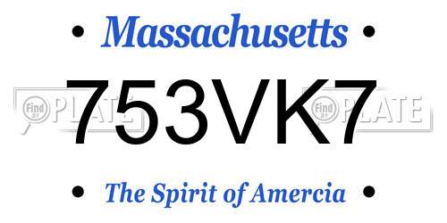 753VK7 Massachusetts License Plate