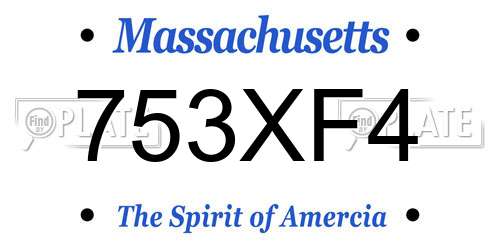753XF4 Massachusetts License Plate