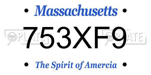 753XF9 Massachusetts License Plate