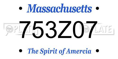 753Z07 Massachusetts License Plate