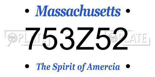 753Z52 Massachusetts License Plate