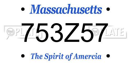 753Z57 Massachusetts License Plate