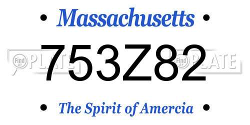 753Z82 Massachusetts License Plate