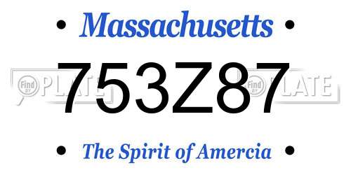 753Z87 Massachusetts License Plate
