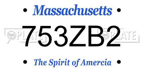 753ZB2 Massachusetts License Plate