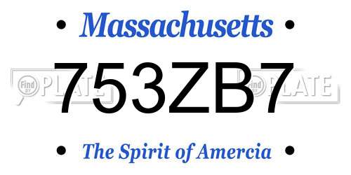 753ZB7 Massachusetts License Plate