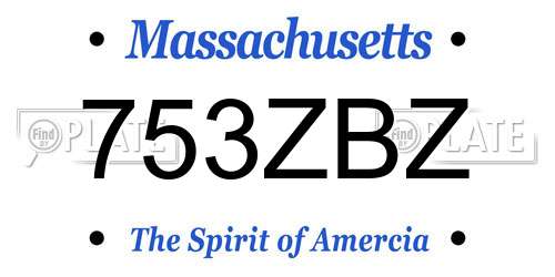 753ZBZ Massachusetts License Plate