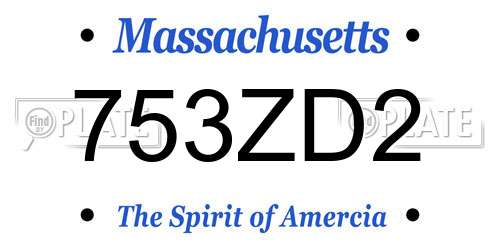 753ZD2 Massachusetts License Plate