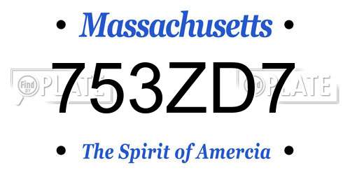 753ZD7 Massachusetts License Plate