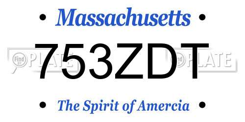 753ZDT Massachusetts License Plate