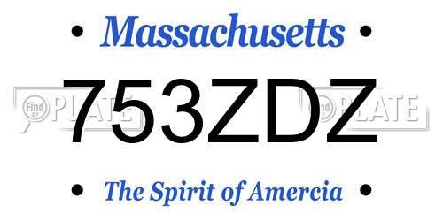 753ZDZ Massachusetts License Plate