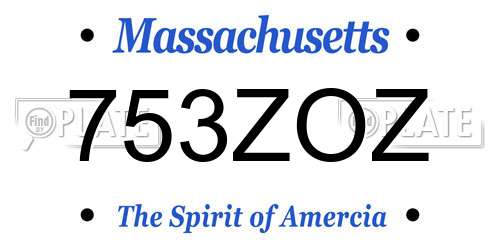 753ZOZ Massachusetts License Plate