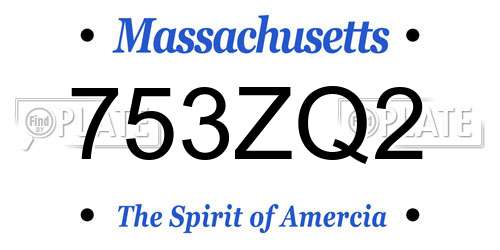 753ZQ2 Massachusetts License Plate