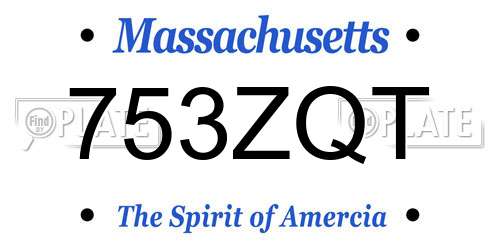 753ZQT Massachusetts License Plate