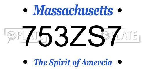 753ZS7 Massachusetts License Plate