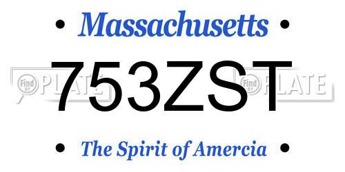 753ZST Massachusetts License Plate