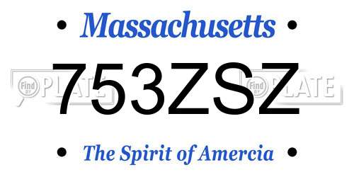753ZSZ Massachusetts License Plate