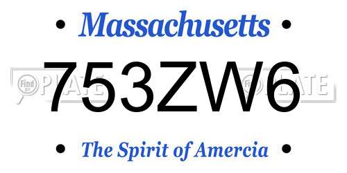 753ZW6 Massachusetts License Plate