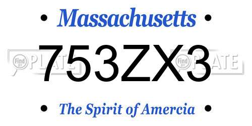 753ZX3 Massachusetts License Plate