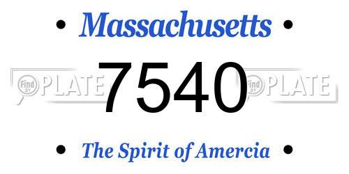 7540 Massachusetts License Plate