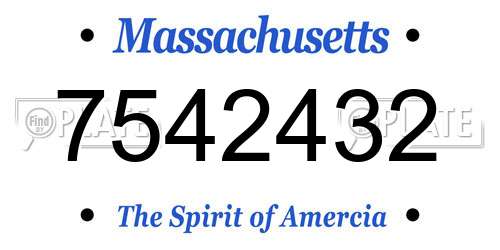 7542432 Massachusetts License Plate