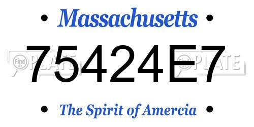 75424E7 Massachusetts License Plate