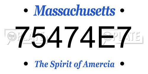 75474E7 Massachusetts License Plate