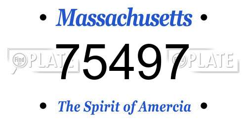 75497 Massachusetts License Plate