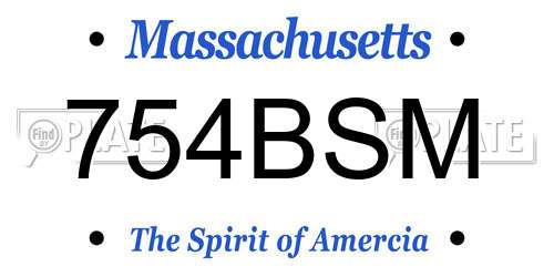 754BSM Massachusetts License Plate